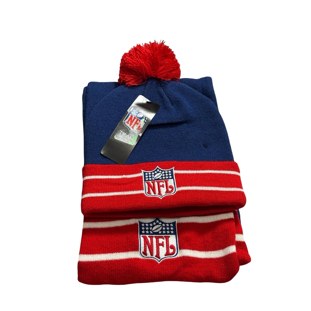 NFL Team Apparel Beanie Scarf Set Blue Red White Knit OSFM NWT